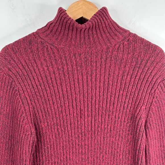 VTG Eddie Bauer Turtleneck Sweater L Ribbed Knit Chunky Burgundy Christmas Ski - Picture 2 of 8